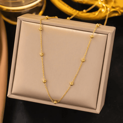 18K gold plated ball bead chain necklace close-up