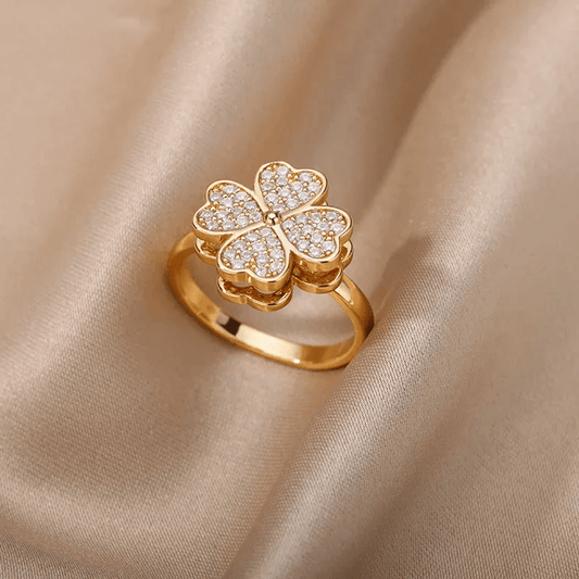Gold-Plated Adjustable Ring worn on finger