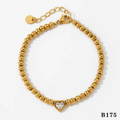 16K gold plated heart bracelet with sparkling zircon, elegant and stylish accessory for women.