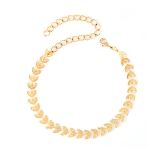 18K gold plated leaf bracelet – stylish stainless steel jewelry for women.