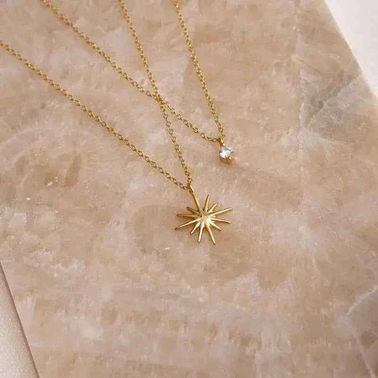 Star Layered Necklace - Elegant Gold-Plated Jewelry for Women