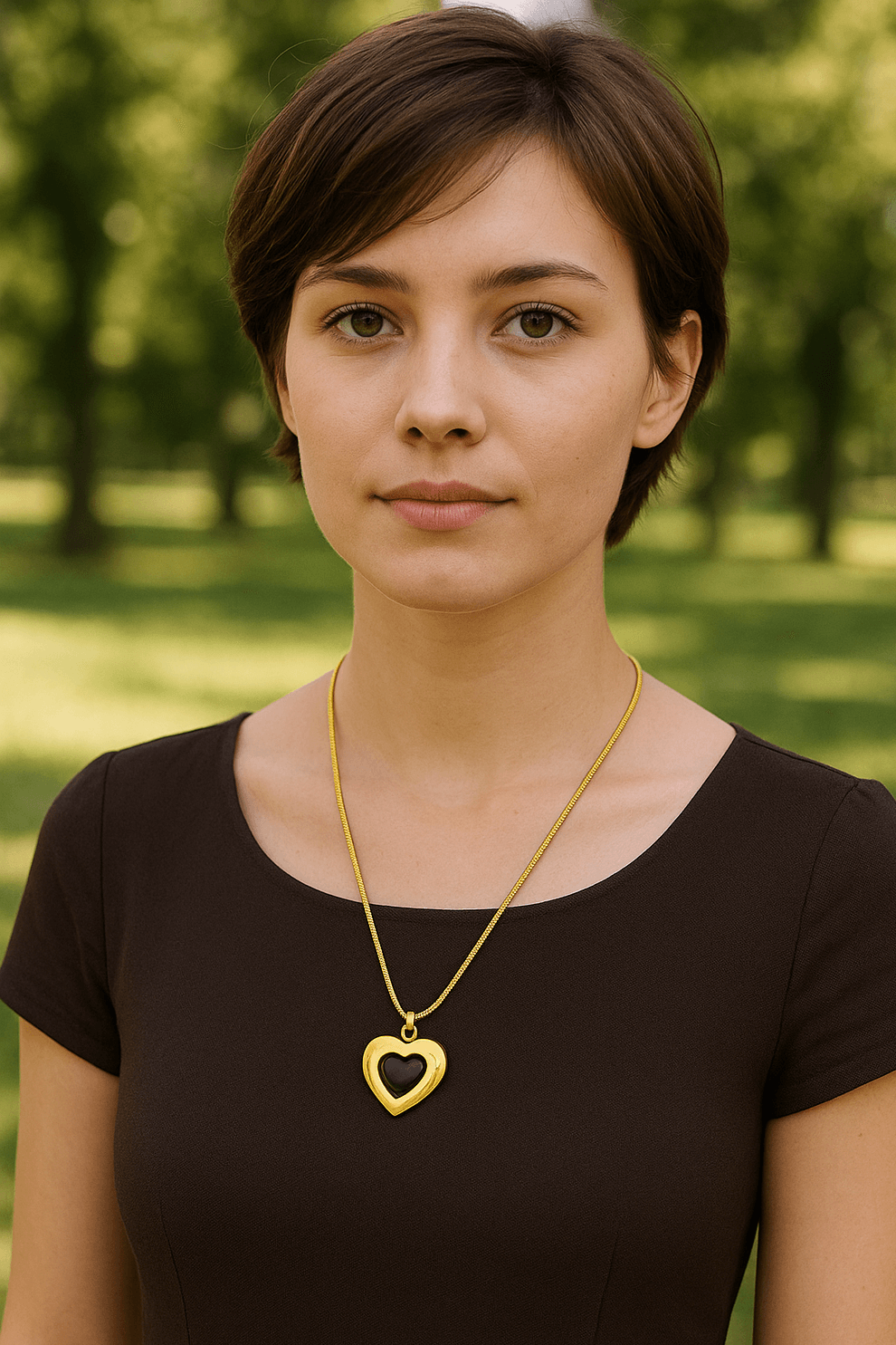 18K gold PVD heart necklace waterproof and non-tarnish