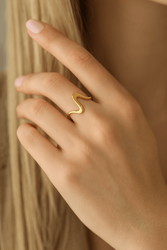 Women's gold PVD ring adjustable open style