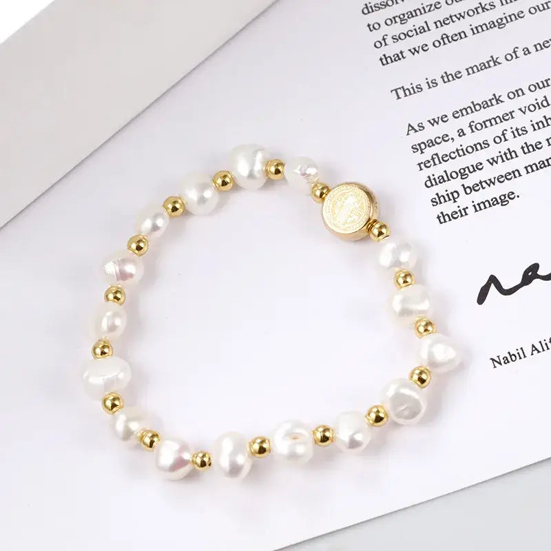 Women’s titanium steel bracelet with bold letter accents