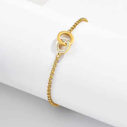 Elegant 14K gold plated rhinestone bracelet for women