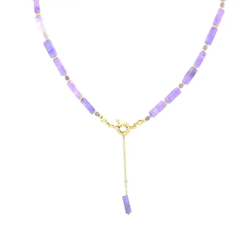 18K gold plated handmade necklace with natural stone beads