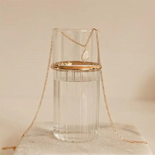 Close-up of Freshwater pearl water droplet necklace pendant