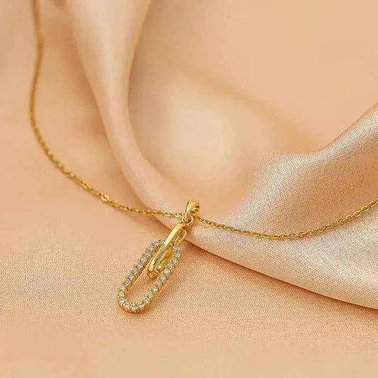 Paper Clip Pendant Necklace – 18K Gold-Plated Women’s Jewelry