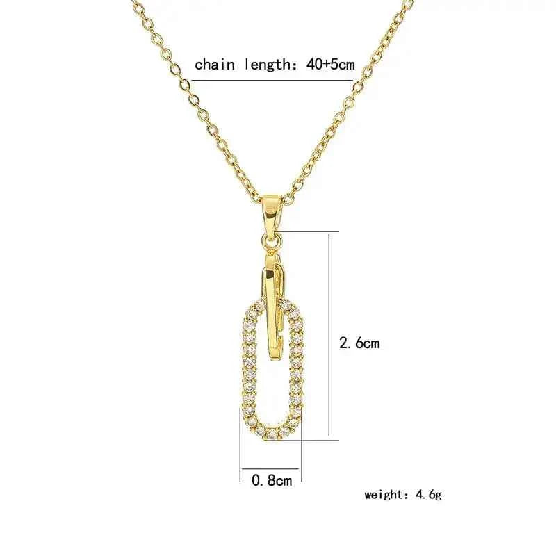 Paper Clip Pendant Necklace – 18K Gold-Plated Women’s Jewelry