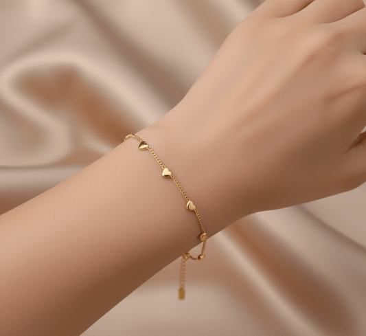 3D Peach Heart Love Jewelry Gold-Plated Titanium Steel Bracelet