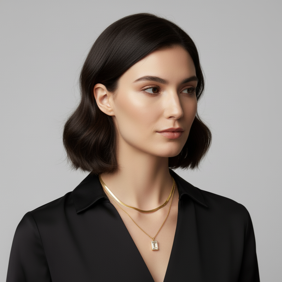 18K Gold U-Shape Pendant Necklace – Elegant Jewelry for Women Neckella