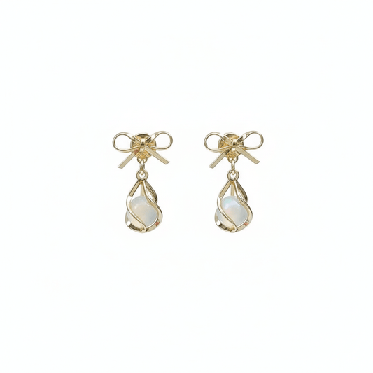 Elegant flower butterfly earrings with bow knot design, perfect for women who love trendy jewelry.