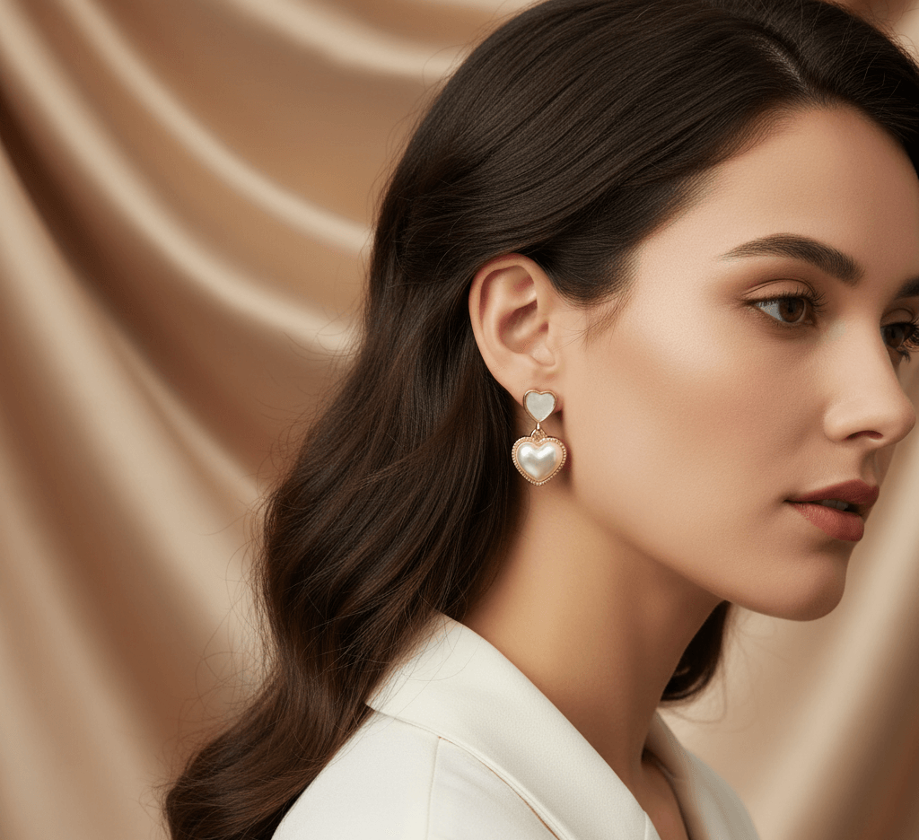 Elegant Sweet Square Heart Bow Knot Earrings