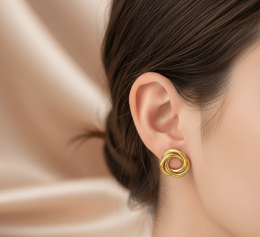 Gold-Plated Drop Earrings – Worn on Ear