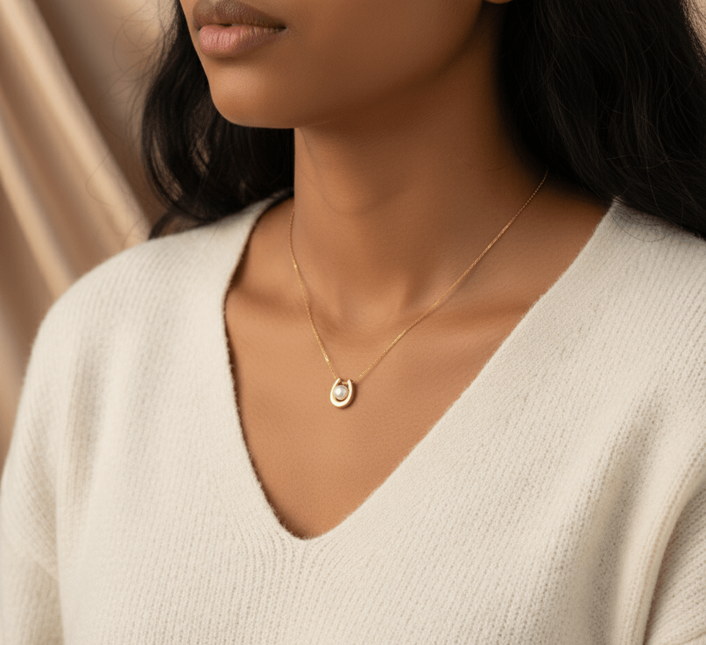 Elegant 18K Gold-Plated Pendant Necklace – Side View