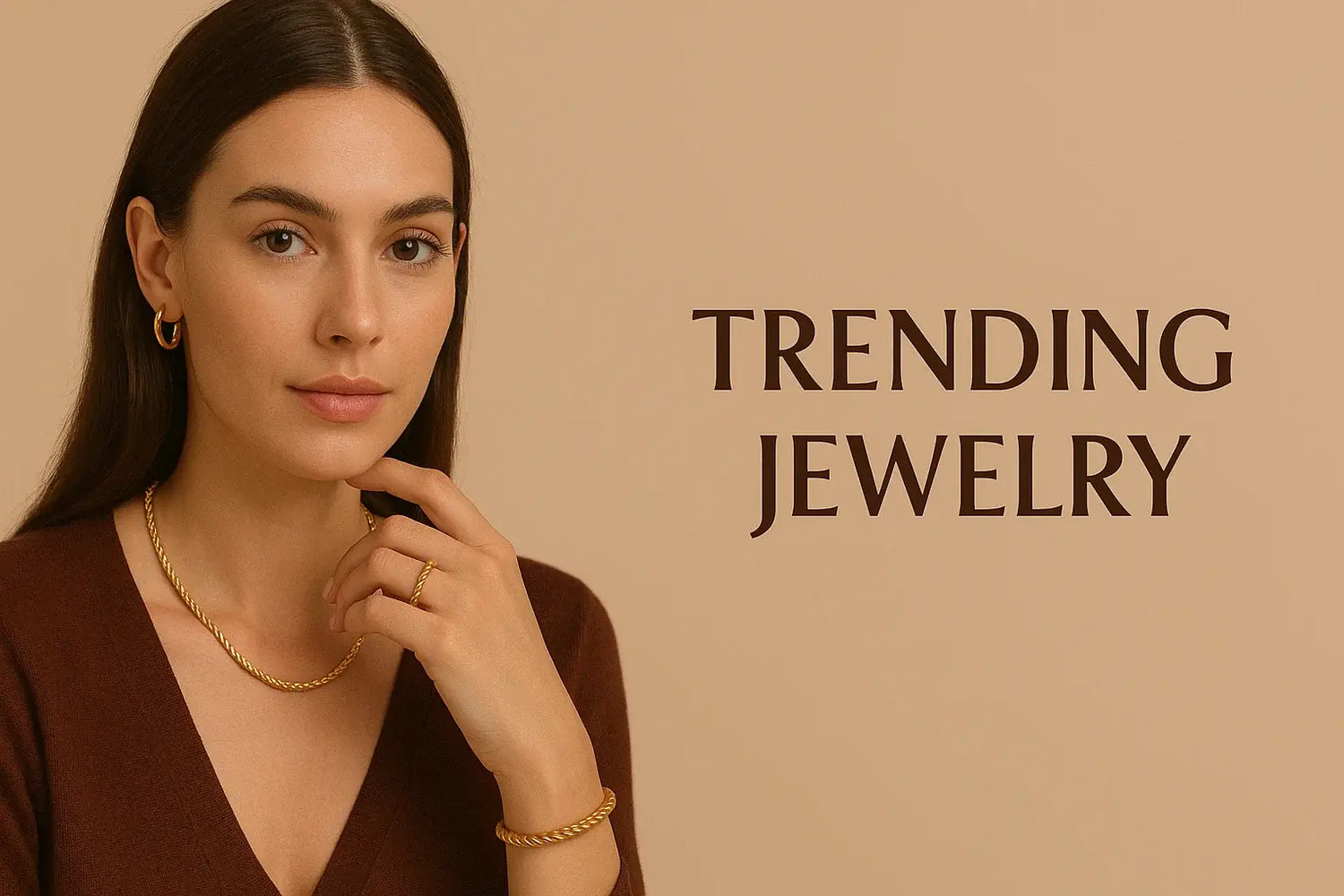 A model showcasing stunning trending jewelry pieces, emphasizing elegance and style in a soft background.