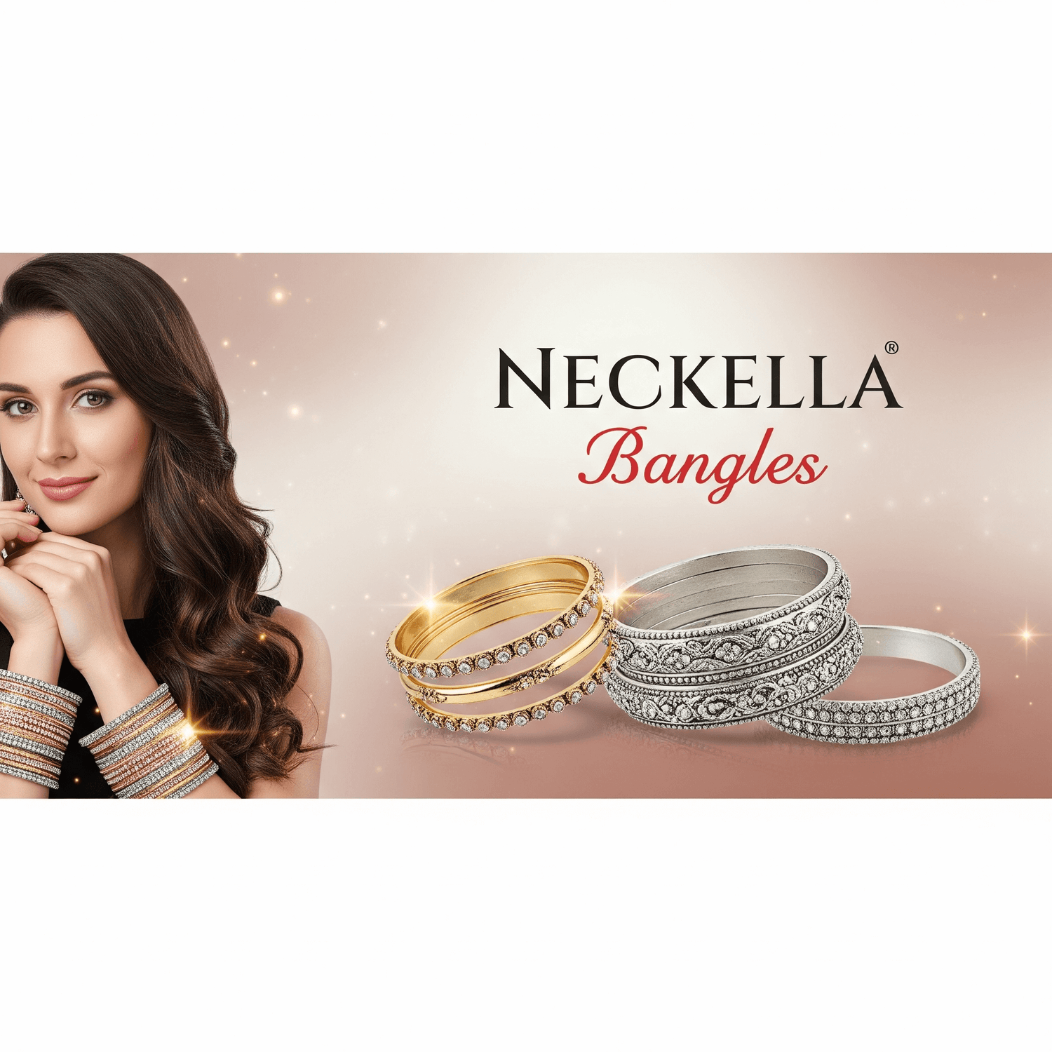 Elegant Neckella bangles collection for women featuring stylish gold and silver designs.