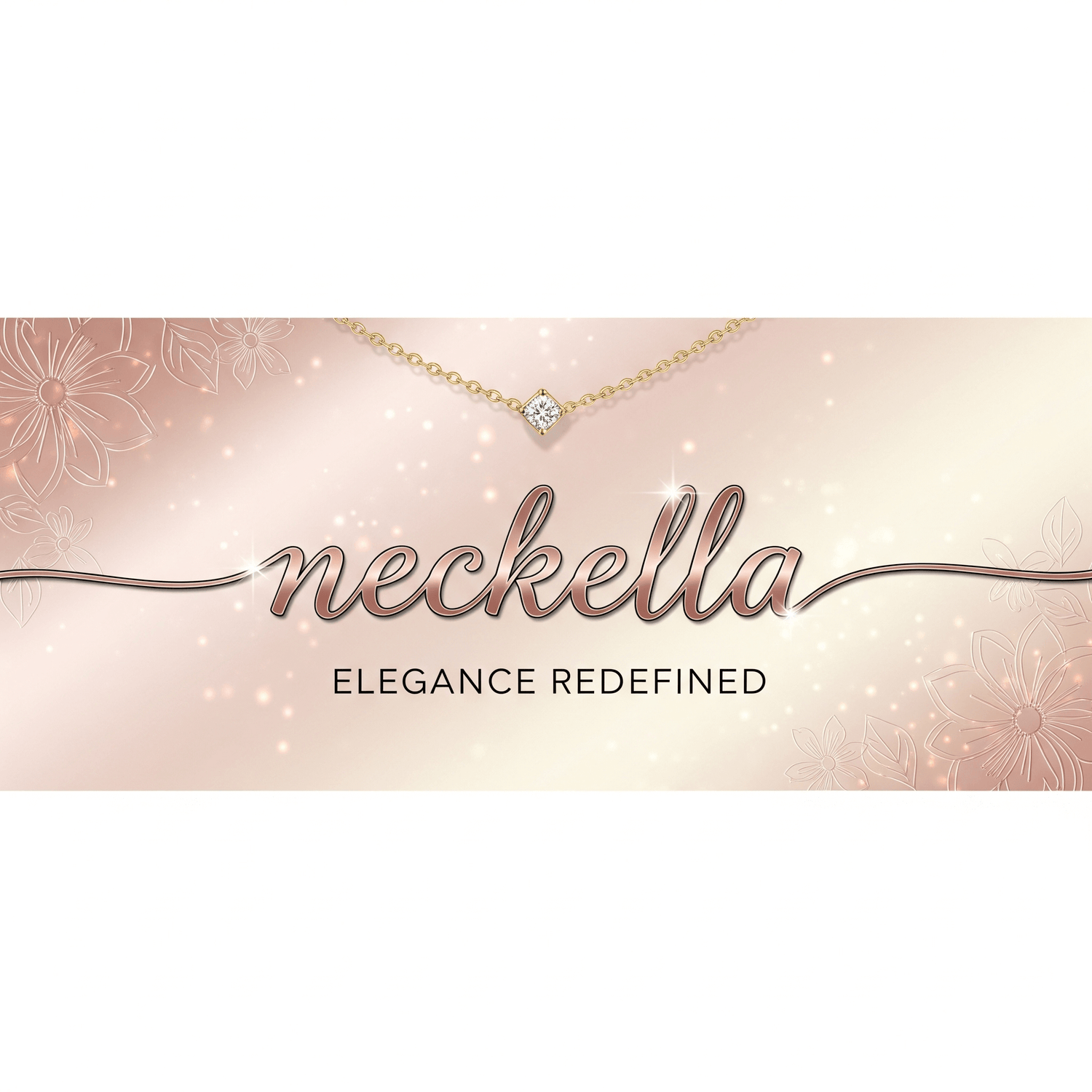 Artificial Necklace featuring elegant design and sparkle on a soft floral background.