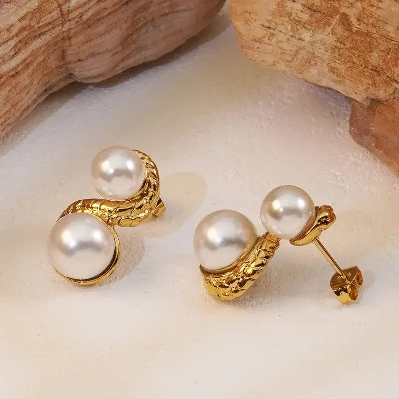 Geometric stainless steel stud earrings with durable finish