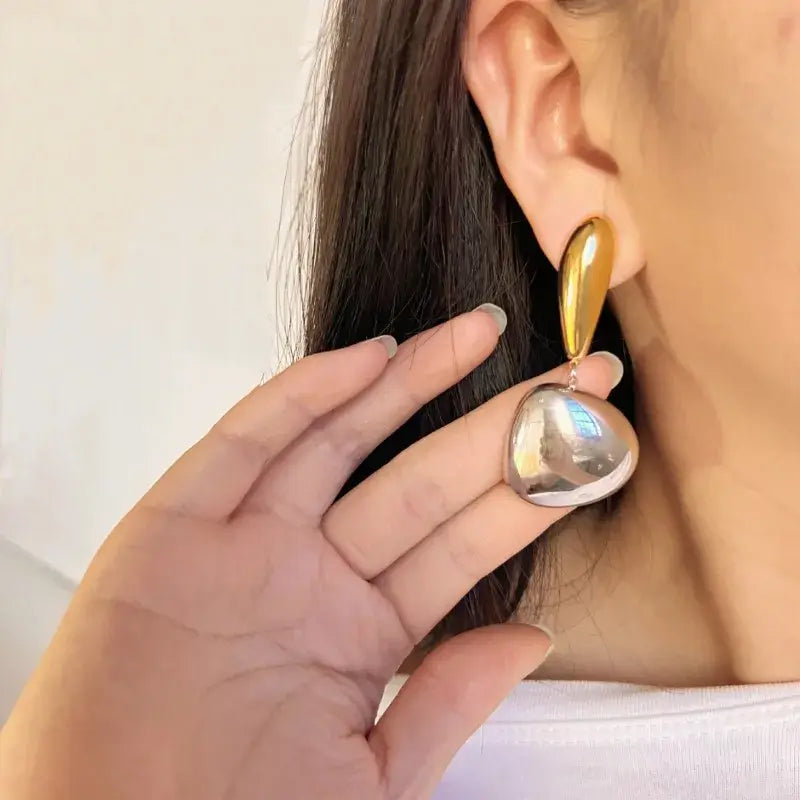 Elegant geometric stainless steel drop earrings for women