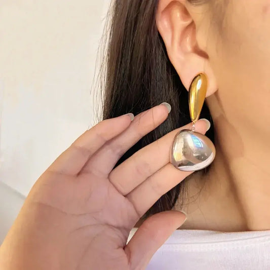 Elegant geometric stainless steel drop earrings for women