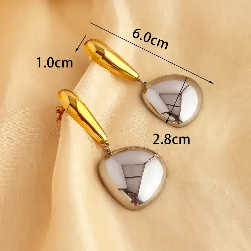 Trendy geometric stainless steel drop earrings for daily wear