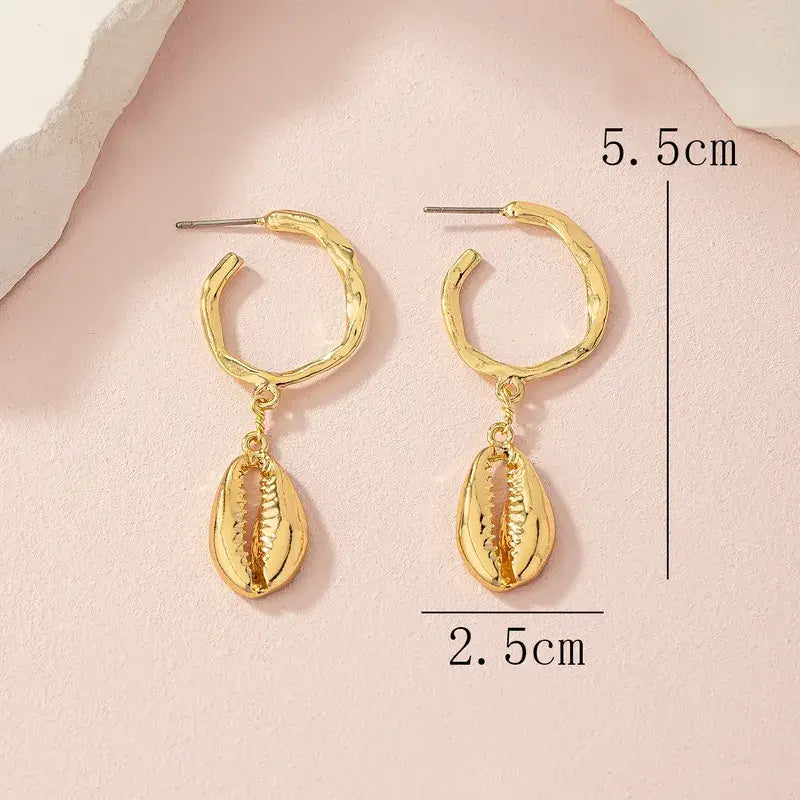 Beach shell drop earrings with durable zinc alloy