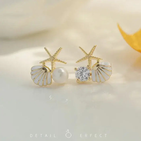 Women's geometric stud earrings close-up view