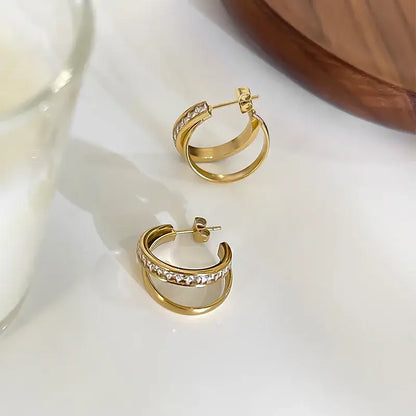 Women's geometric gold earrings lightweight everyday wear
