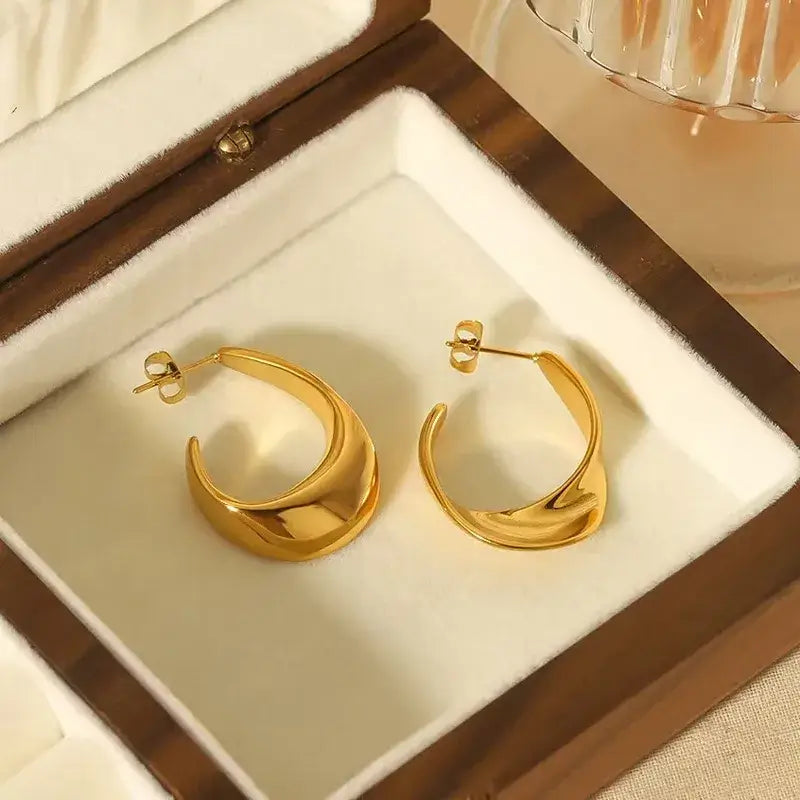 C-shaped stainless steel stud earrings for daily wear and shopping