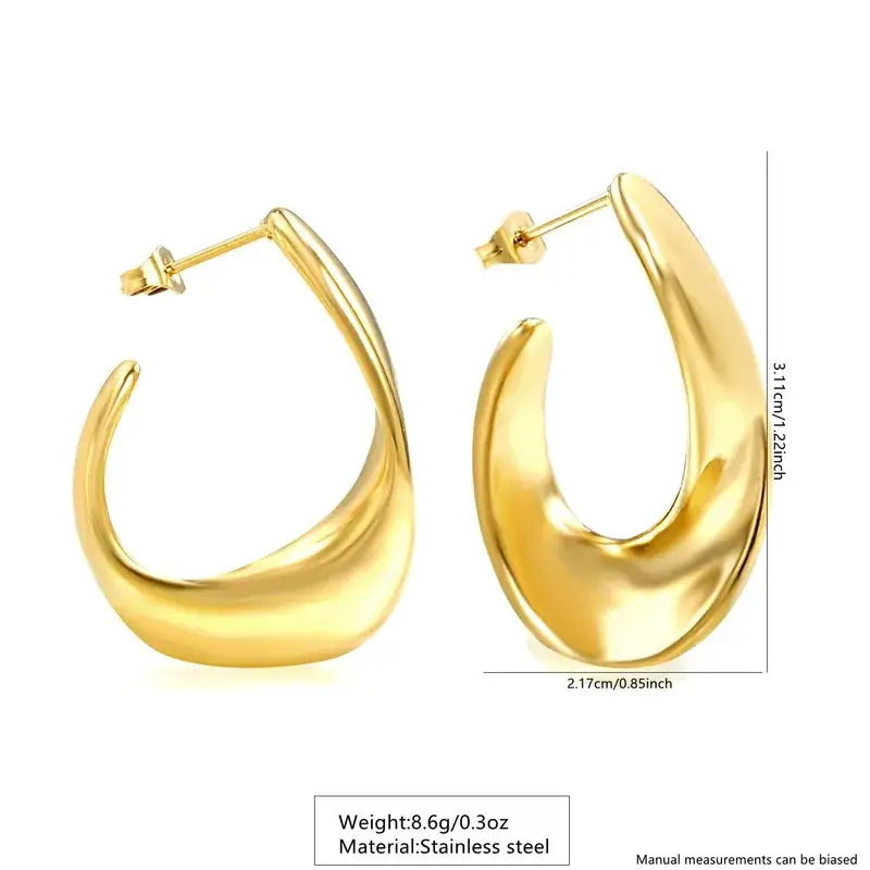 Classic C-shaped stainless steel stud earrings adding timeless elegance