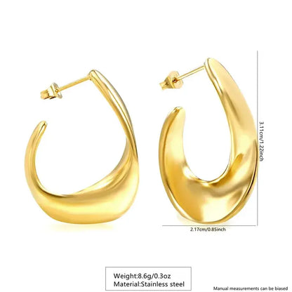 Classic C-shaped stainless steel stud earrings adding timeless elegance