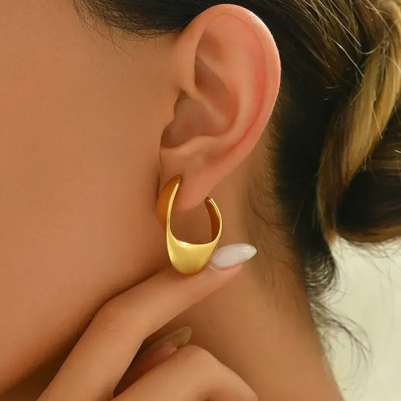 Trendy C-shaped stainless steel stud earrings perfect for gifting