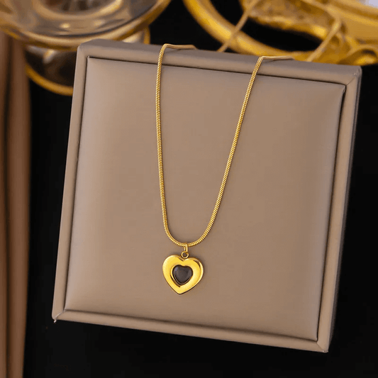 18K gold PVD heart necklace minimalist heart pendant