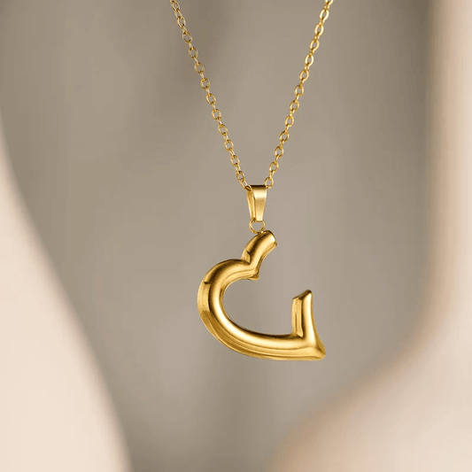 Elegant Gold-Plated Heart Pendant Necklace – Front View