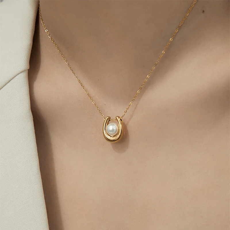Elegant 18K Gold-Plated Pendant Necklace – Front View