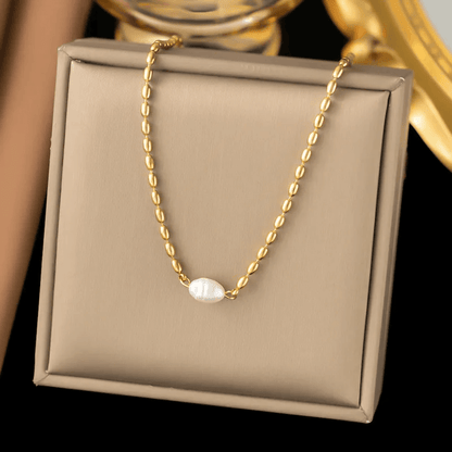 Gold plated pendant necklace waterproof showcased on elegant display box, perfect for women seeking stylish jewelry.