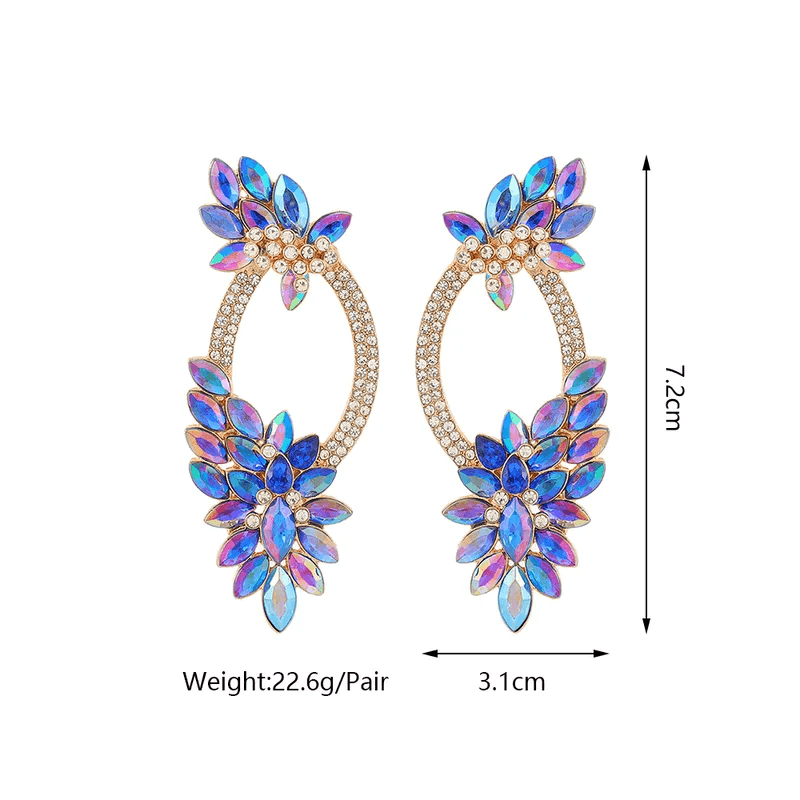 Shiny wreath petal drop earrings with sparkling glass inlay and elegant design, perfect for women.