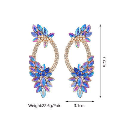 Shiny wreath petal drop earrings with sparkling glass inlay and elegant design, perfect for women.