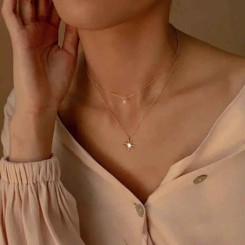 Lightweight Star Layered Necklace with layered design