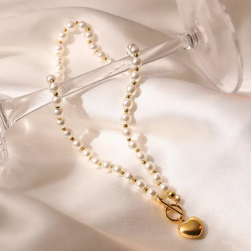 Minimalist gold plated stainless steel heart necklace jewelry
