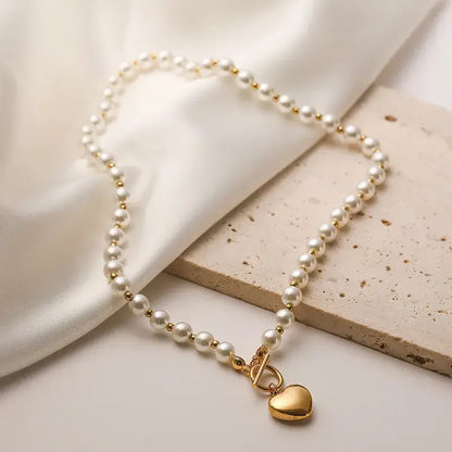 Trendy gold plated stainless steel heart necklace for daily wear