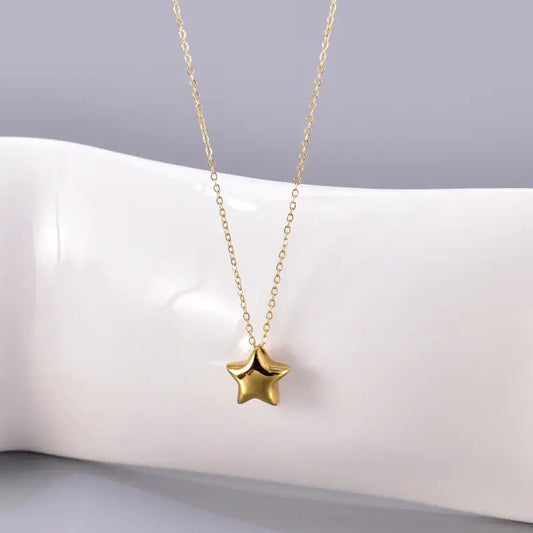 18K gold plated solid pendant necklace with minimalist design