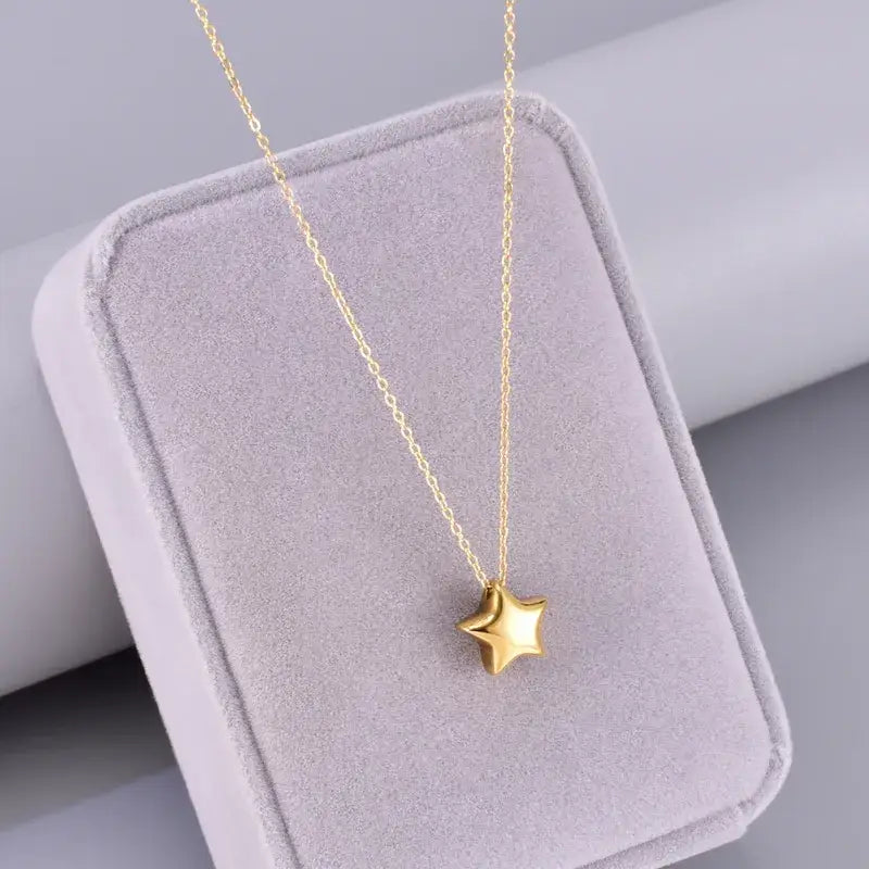 Minimalist 18K gold plated solid pendant necklace in stainless steel