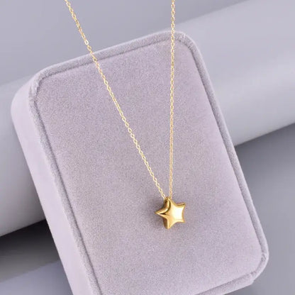 Minimalist 18K gold plated solid pendant necklace in stainless steel