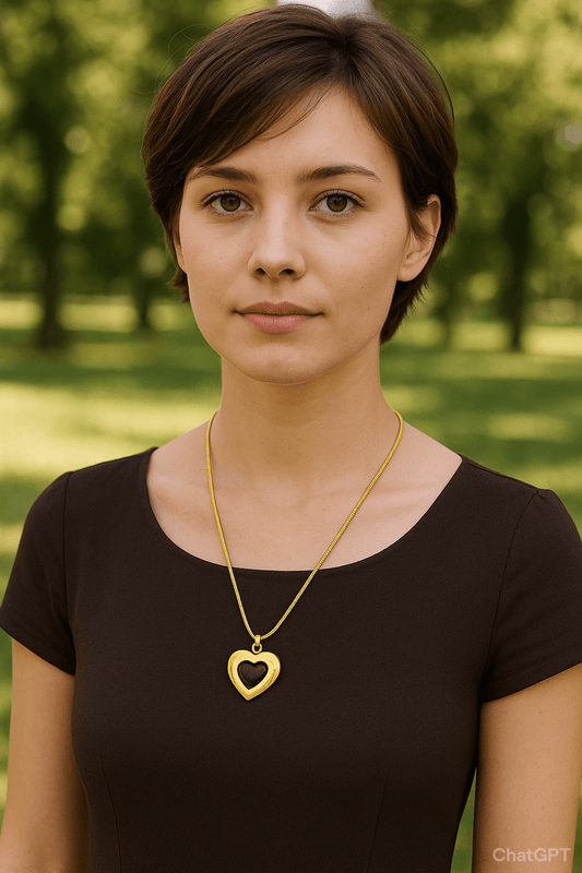 18K gold PVD heart necklace waterproof and non-tarnish