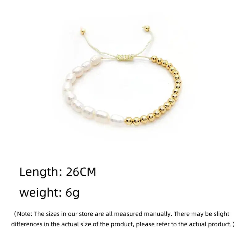 Fashion freshwater pearl bracelet with unique copper knitting