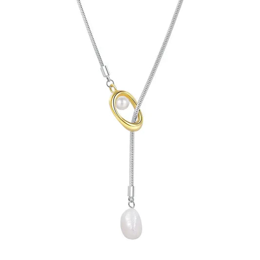 Minimalist geometric Y-shaped necklace with alloy snake chain