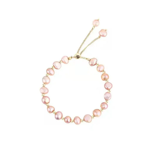 Baroque pearl bracelet with geometric beadwork