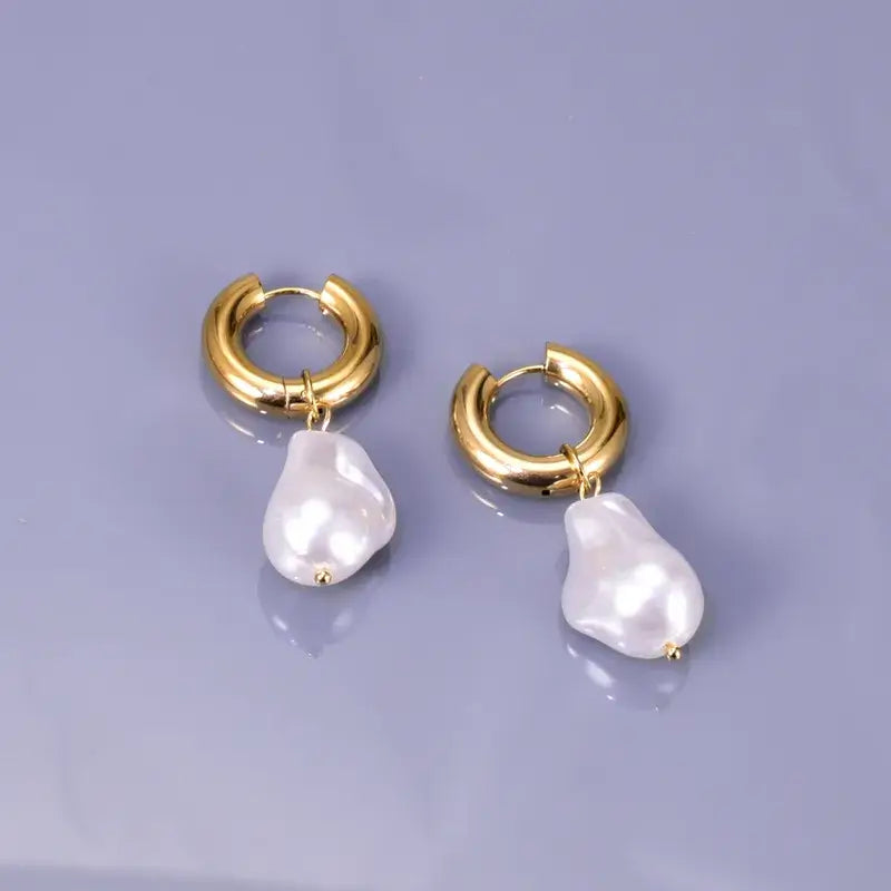 Irregular gold-plated earrings styled with casual and formal outfits